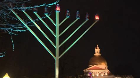 Menorah lit on Boston Common, marking first night of Hanukkah